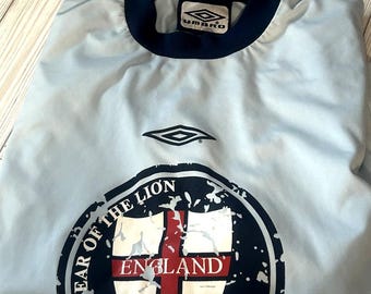 Vintage Umbro soccer England Year of the Lion Blue shirt Tee Medium