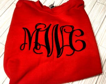 Girls Teen Womens Red Gilden Longsleeve sweatshirt Monogrammed MWC SMALL