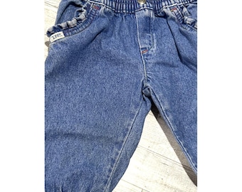 Vintage 90s Lee Jeans Made In USA Girls Size 12 months Rainbow Stitching Ruffles