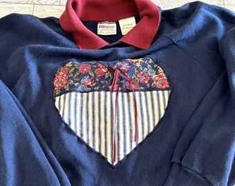 Vintage Hanes Country Clothesline Embroidered Floral Sweater Collar Women's XL