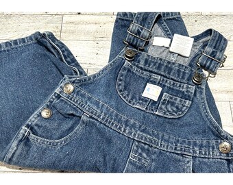 Vintage Little Arizona Jean Company 6-9 Months Blue Cotton Denim Overalls Snaps