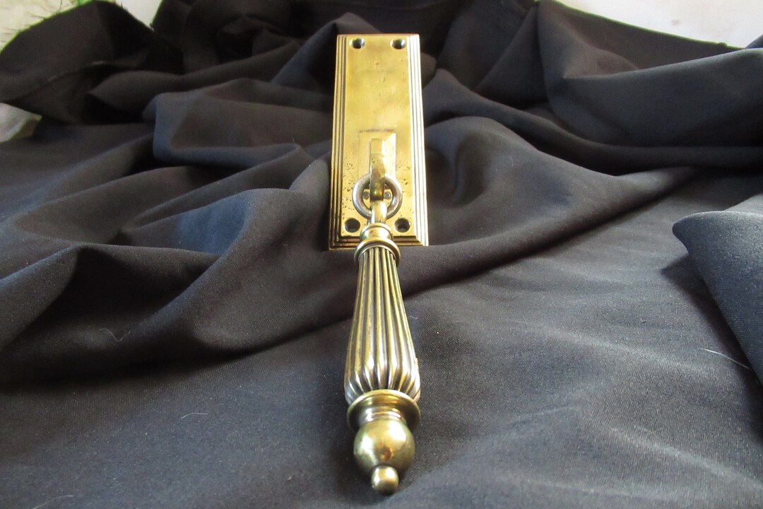 Antique Brass Mechanical Door Bell Pull Reeded Handle Etsy
