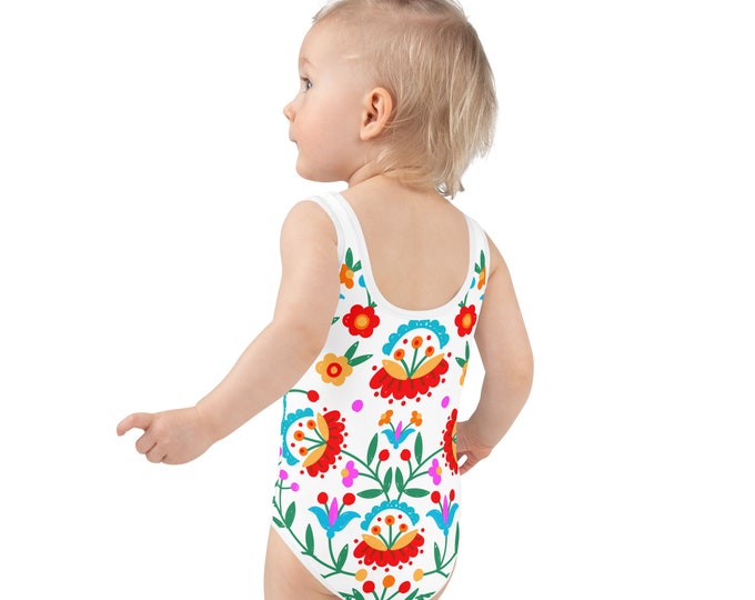 Girl's all-over floral flamenco swimsuit