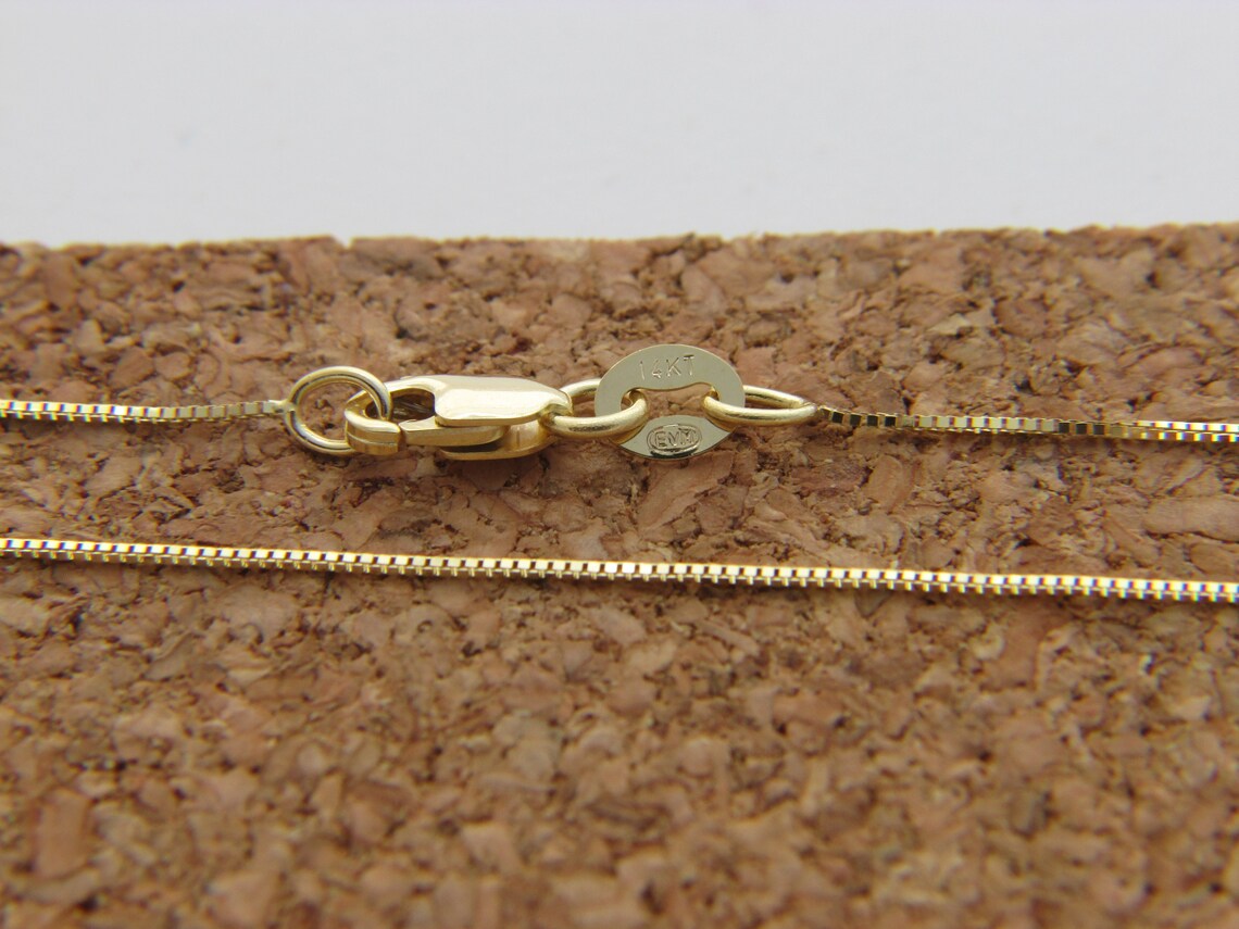 Real 14k Gold Box Chain Necklace Solid 14kt Gold Diamond Cut Etsy
