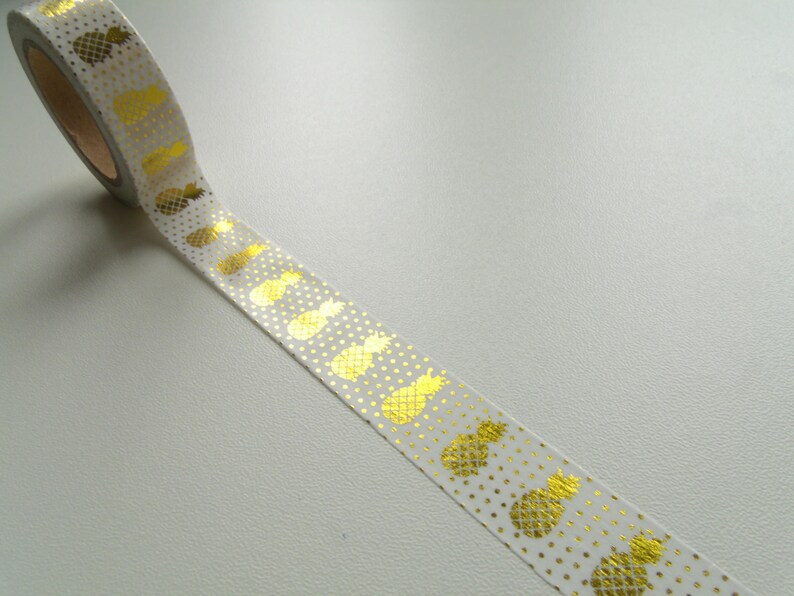 10m Masking Tape Washi Tape Ruban Adhésif Ananas Dorés image 3