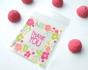 10 Mini Pochettes Sachets Cadeaux Transparents 7cm*7cm "Thank You"