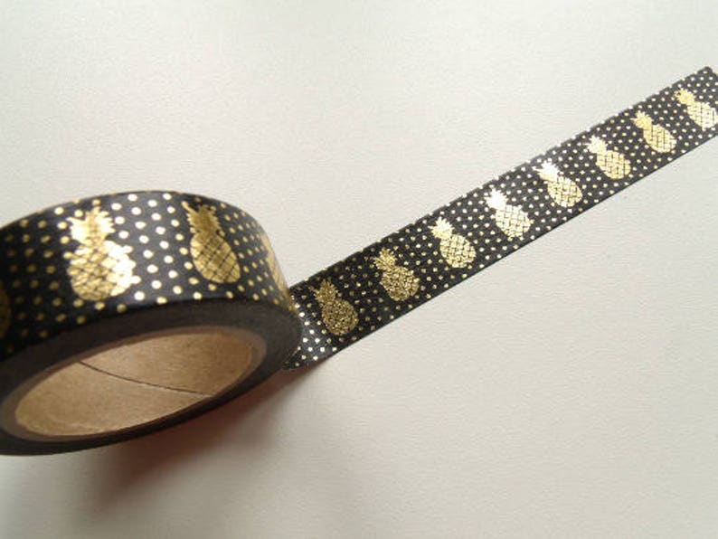 10 m Masking Tape Washi tape gold pineapple Tape image 4