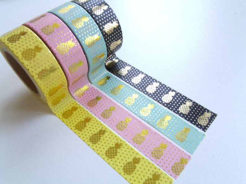 10m Masking Tape Washi Tape Ruban Adhésif Ananas Dorés image 6