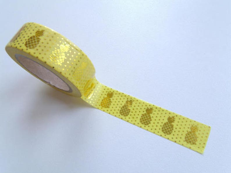 10m Masking Tape Washi Tape Ruban Adhésif Ananas Dorés image 7