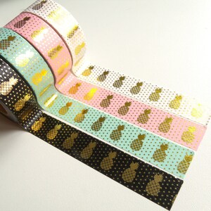 10 m Masking Tape Washi tape gold pineapple Tape image 2