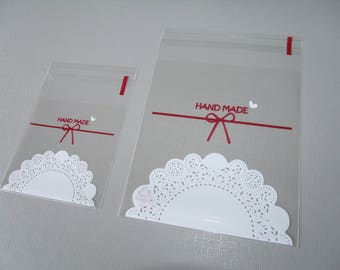 10 Mini 7cm*7cm Pochettes Sachets Cadeaux Transparents Avec Napperons