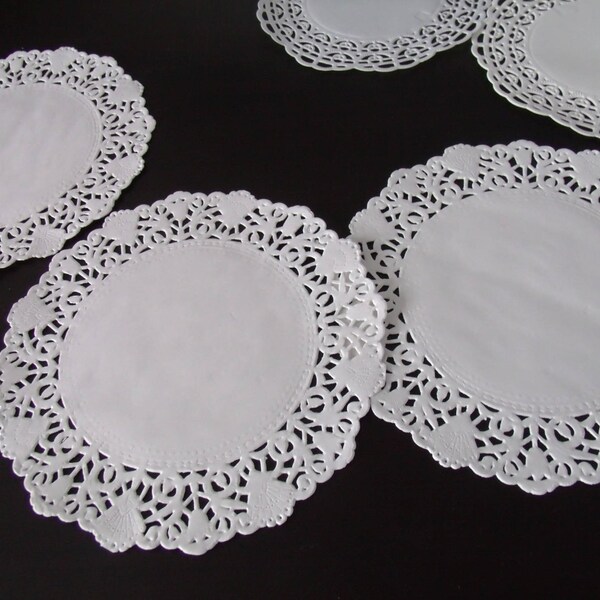 10 Dentelles Napperons en Papier couleur Blanc