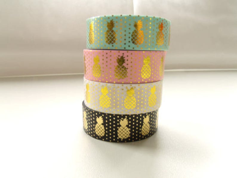 10 m Masking Tape Washi tape gold pineapple Tape image 9