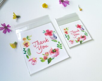 10 Mini Pochettes Sachets Cadeaux Transparents "Thank You"