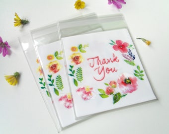 10 Pochettes Sachets Cadeaux Transparents "Thank You" 10cmx11cm