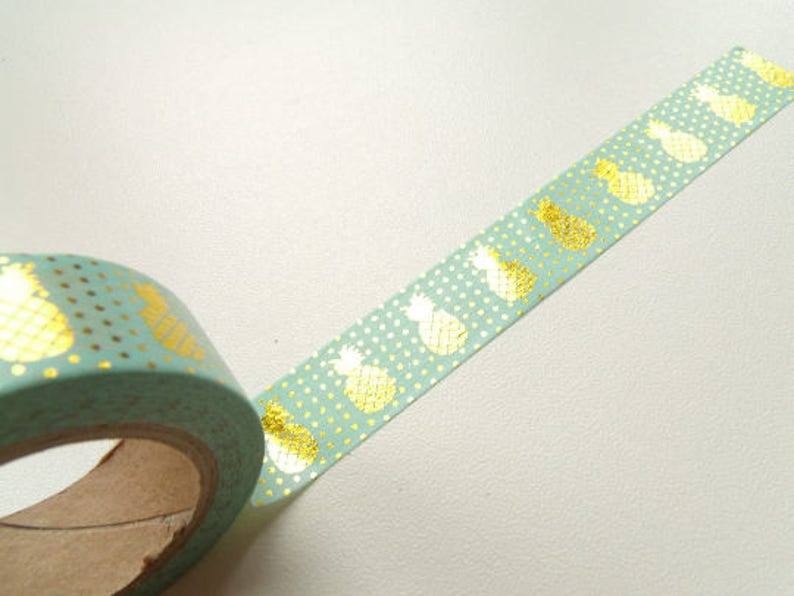 10 m Masking Tape Washi tape gold pineapple Tape image 5