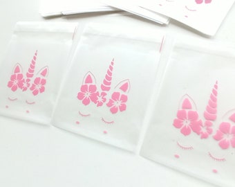 10 Pochettes Sachets Cadeaux Transparents 10cm*10cm Licorne