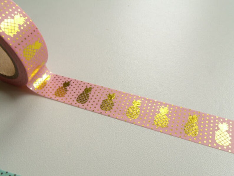 10 m Masking Tape Washi tape gold pineapple Tape image 8
