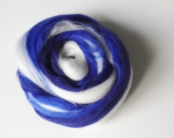 20g Wool Felting and/or Merinos Cardée Wire Painted Multicolored Blue - White