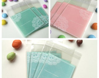 10 Mini Pochettes Sachets Cadeaux Transparents 6.9x7cm Dentelles