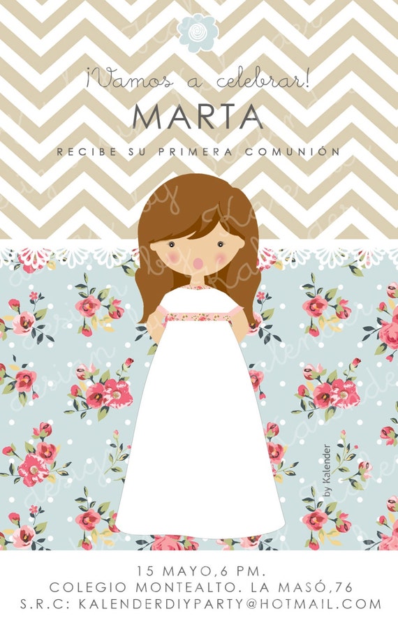 First Communion Or Confirmation Girl Invitation Nlc 02 A La Etsy First Communion Or Confirmation Girl Invitation Nlc 02 A La Etsy