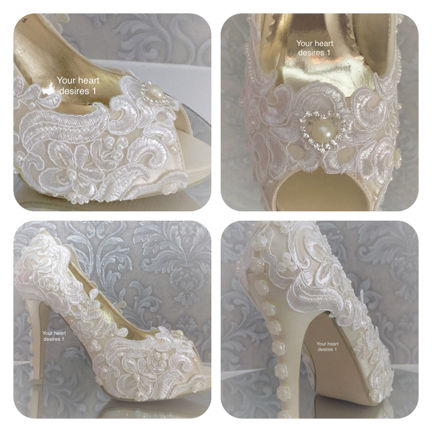 Lace applique shoes wedding heels bridal pumps | Etsy