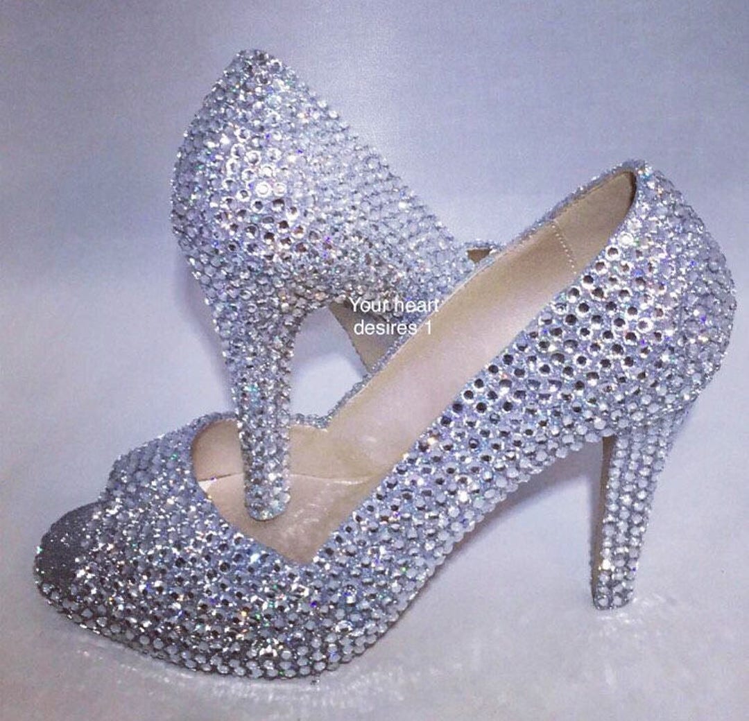 Crystal Wedding Shoes Rhinestone Pumps Heels Wedding Prom - Etsy UK