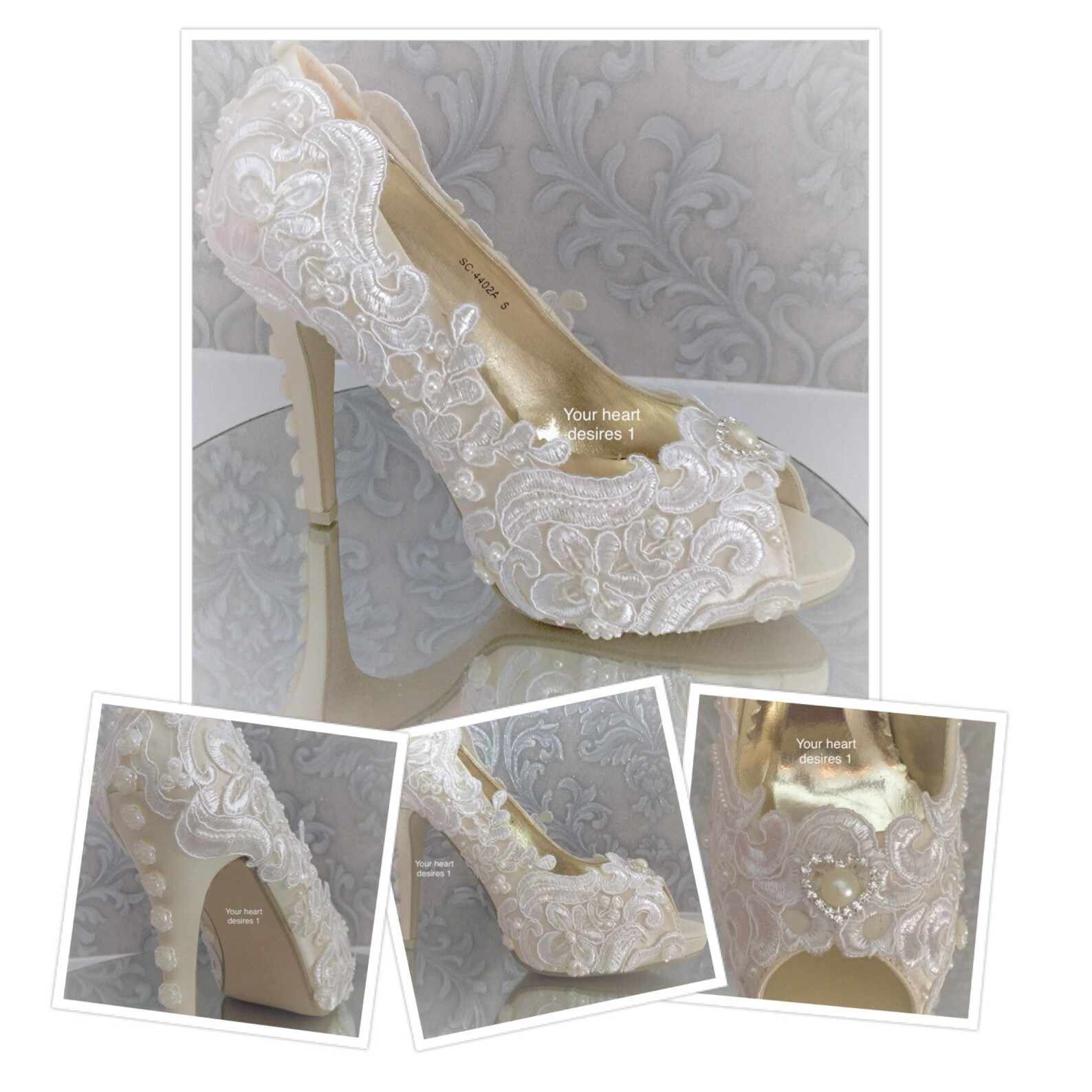Lace applique shoes wedding heels bridal pumps Etsy