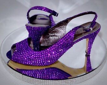 Swarovski Elements crystal wedding shoes bridesmaids crystal pumps purple bridal pumps