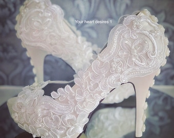 Bridal lace pumps wedding heels wedding pumps