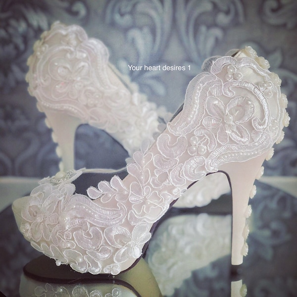 Bridal lace pumps wedding heels wedding pumps