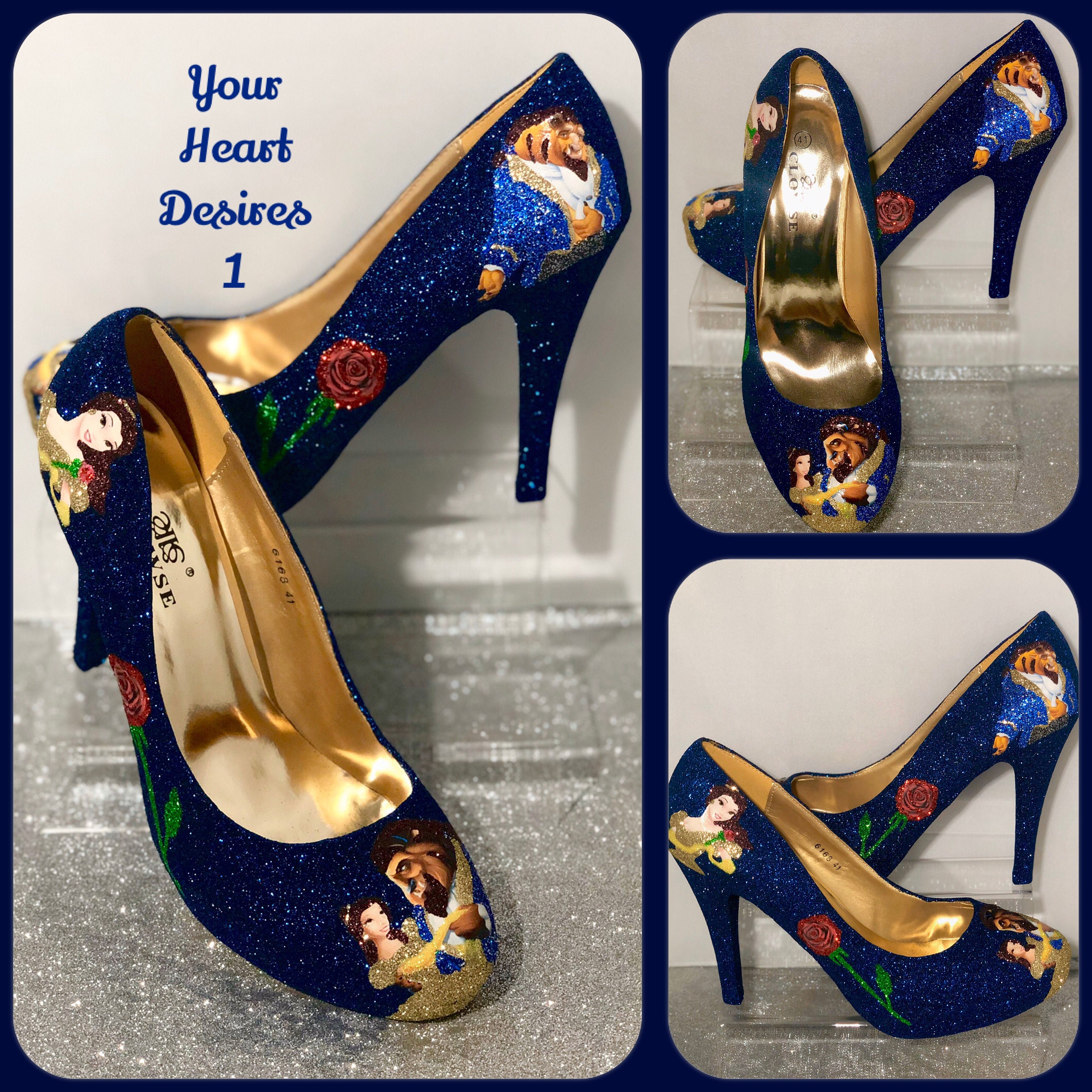 Beauty and the beast shoes custom wedding prom cosplay Etsy