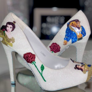 Beauty and the beast shoes wedding pumps prom cosplay women's shoes image 4