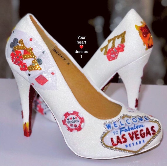 Las Vegas Wedding Shoes Sin City Heels Bridal Mid High Heel 