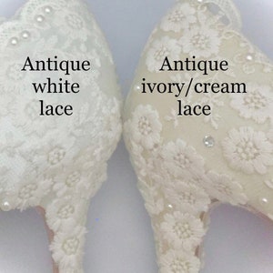 vintage wedding shoes lace pearl crystal bridal heels wedding pumps image 8