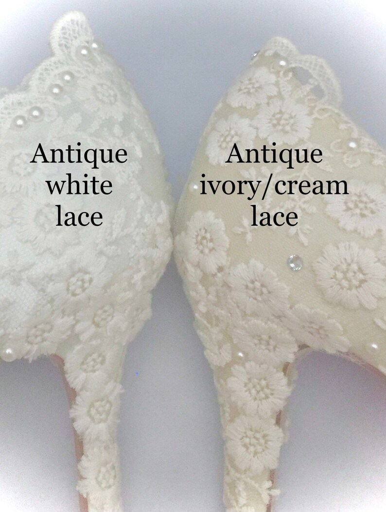 vintage wedding shoes lace pearl crystal bridal heels wedding pumps image 8