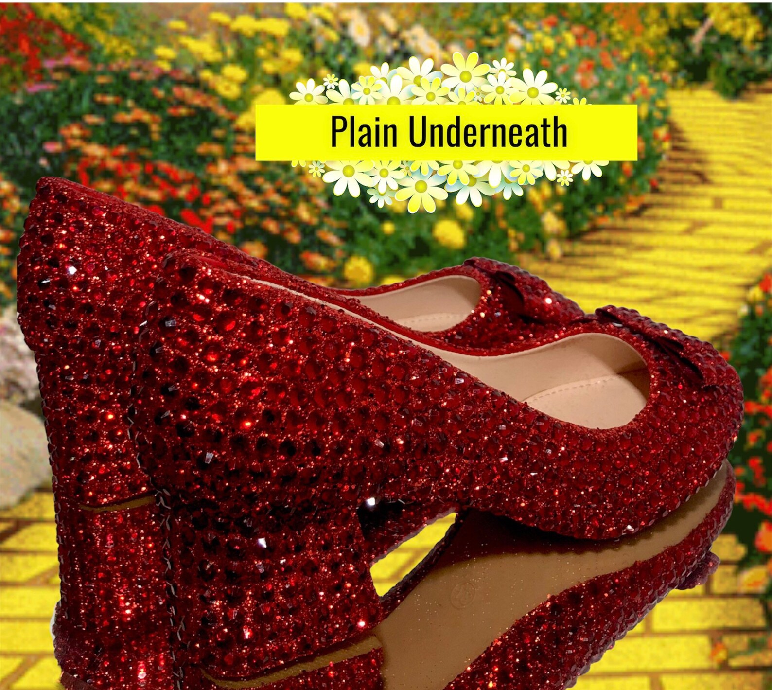 Ruby Red Shoes Ruby Slippers Wizard of Oz Dorothy Low Heel Etsy UK