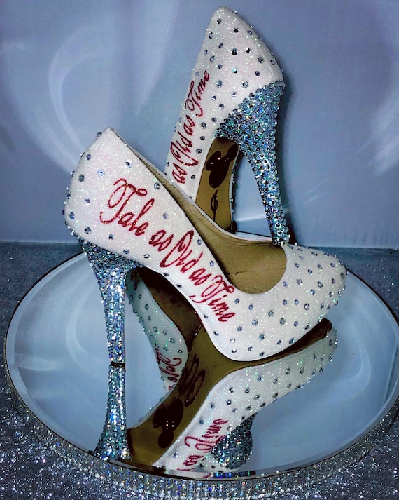Bridal Shoes Beauty and Beast Wedding Heels Disney Pumps Crystal