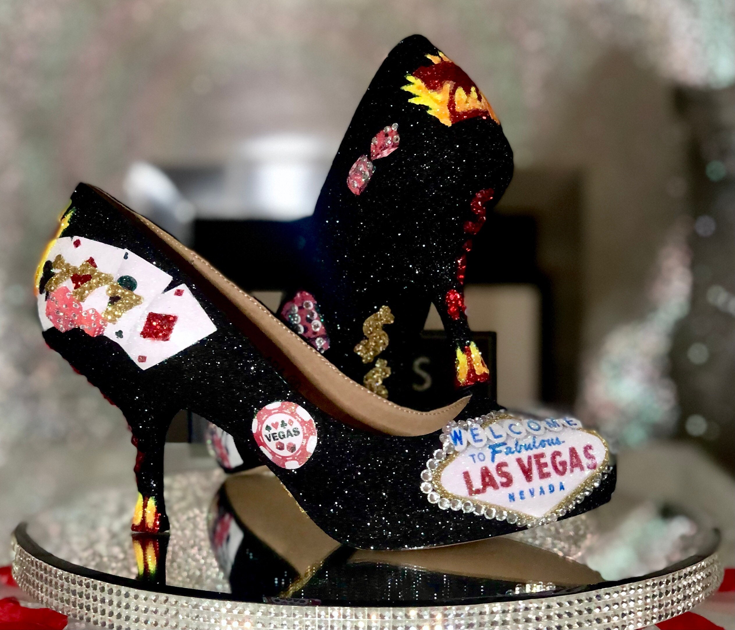 Las Vegas Wedding Shoes Sin City Heels Bridal Mid High Heel 