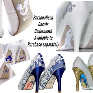 Wedding crystal shoes sling back low mid heel bride shoes prom pumps image 4