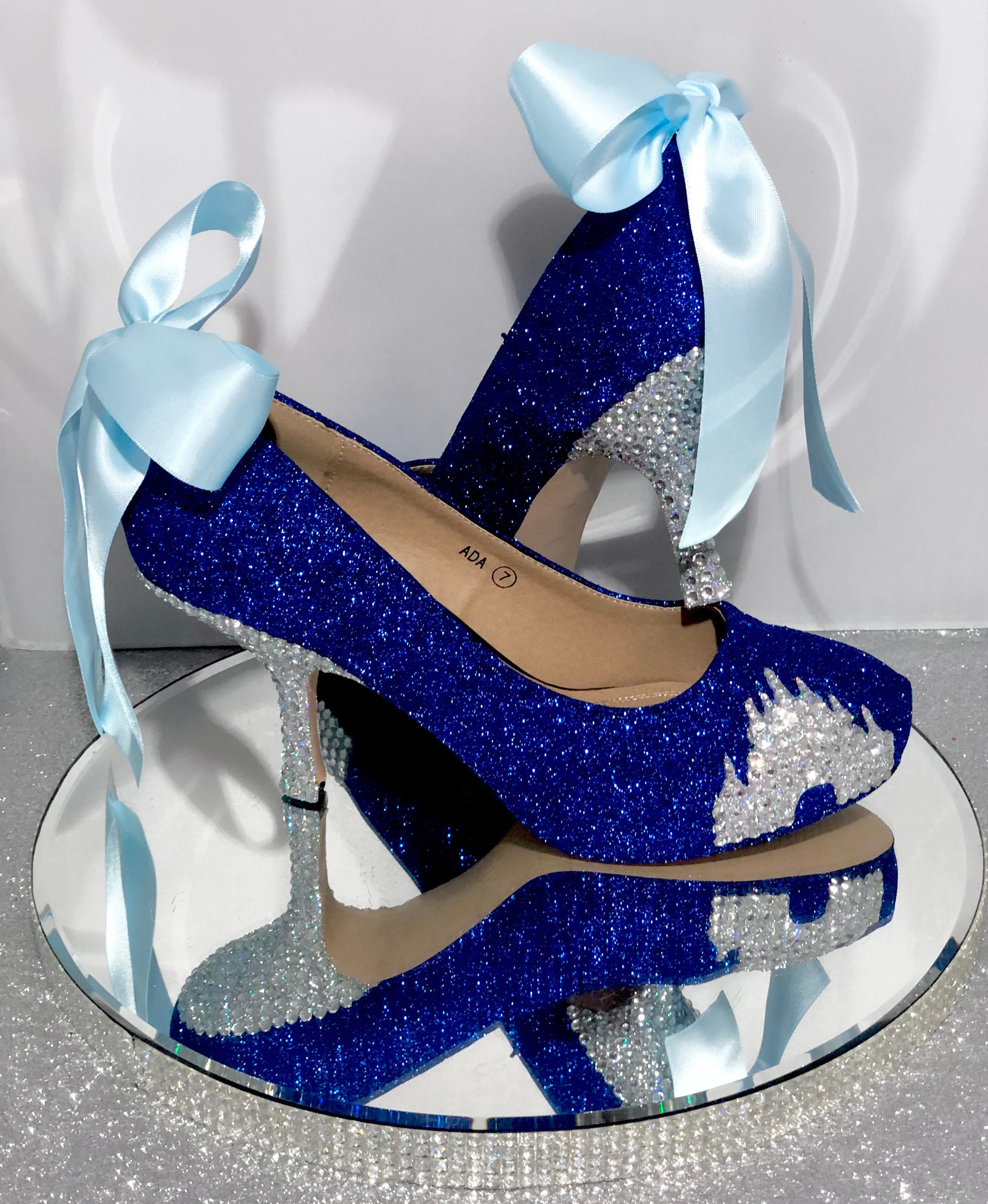 Bridal Pumps Blue Wedding Shoes Crystal Castle Shoes Disney - Etsy Australia