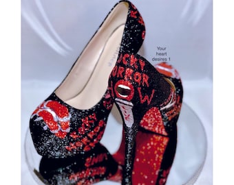 Rocky horror women's high heel shoes cosplay custom shoes