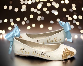 Bridal pumps shoes wedding flats personalized shoes flat shoes