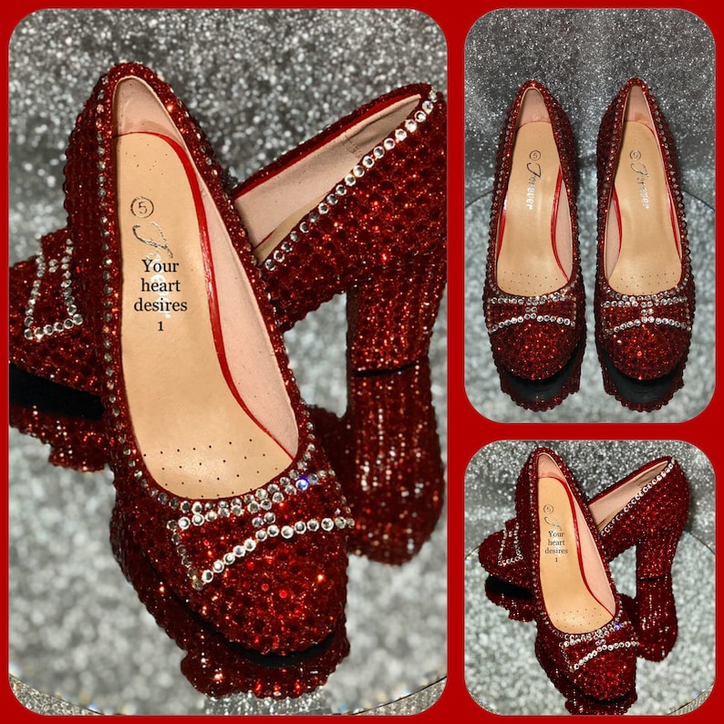 Ruby red slippers wizard of oz shoes dorothy red crystal low Etsy