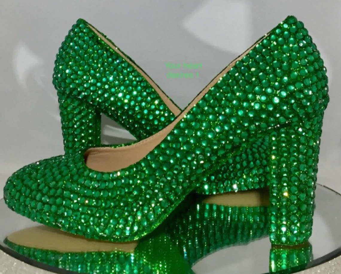 emerald green low heel shoes