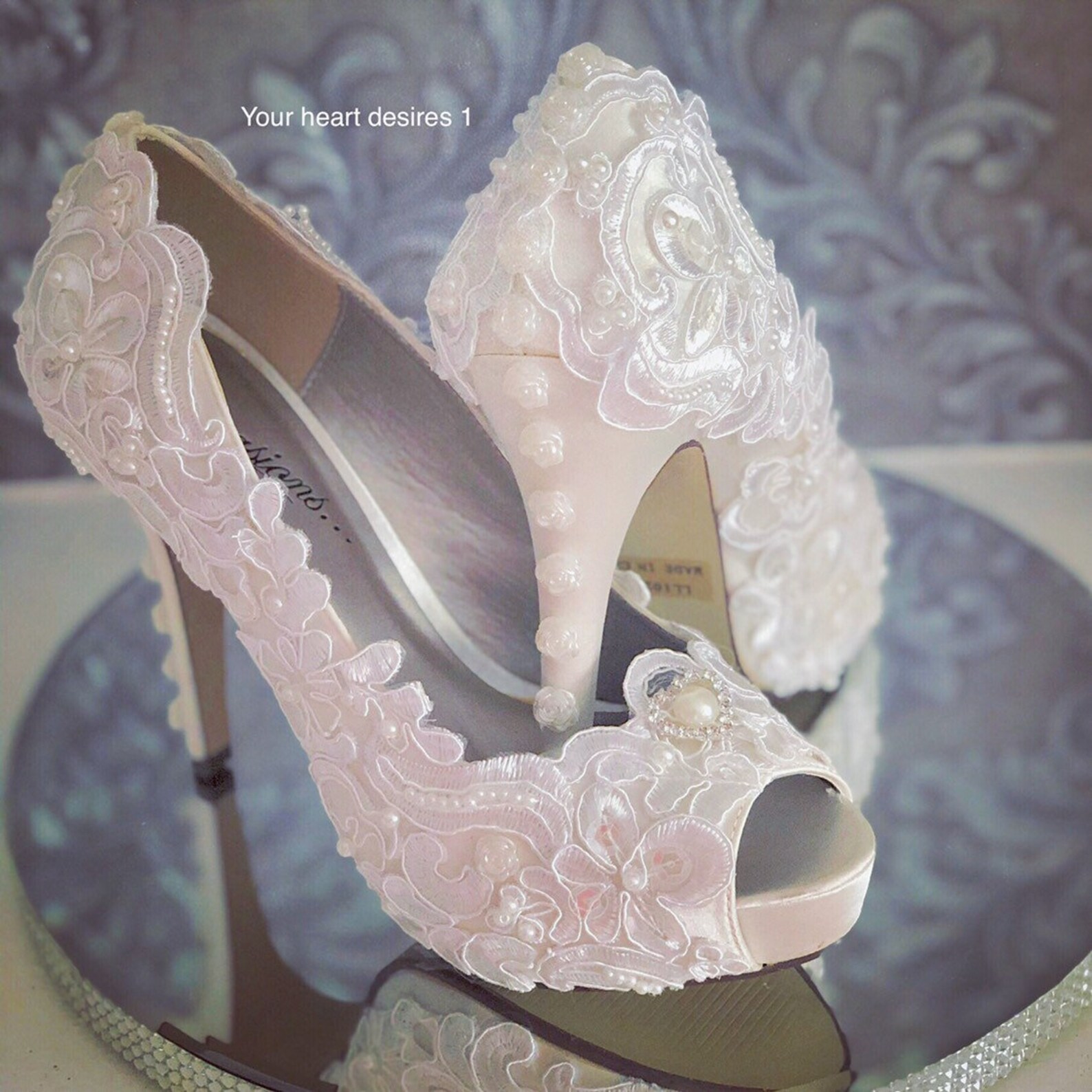 Lace applique shoes wedding heels bridal pumps Etsy