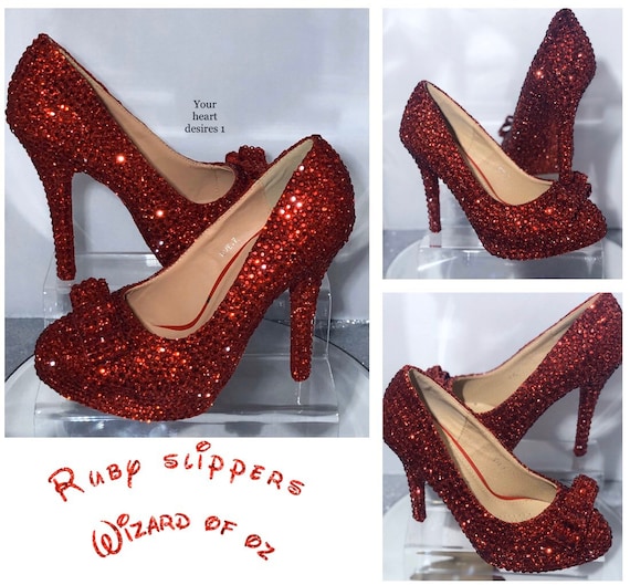 Vintage | Shoes | Dorothy Wizard Of Oz Red Sequin Glitter Heels Shoes Size  75 8 | Poshmark