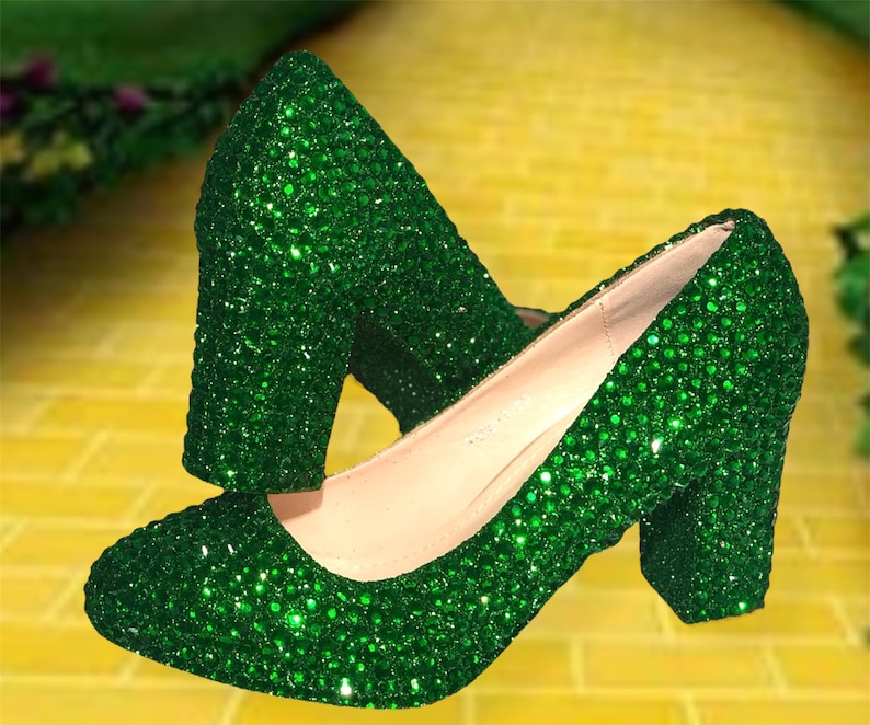 Custom Green mirror block heels