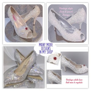 Vintage lace & pearl Wedding shoes vintage lace pearl custom bride shoes image 6