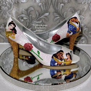 Beauty and beast wedding shoes bridal pumps quinceanera shoes Disney wedding heels